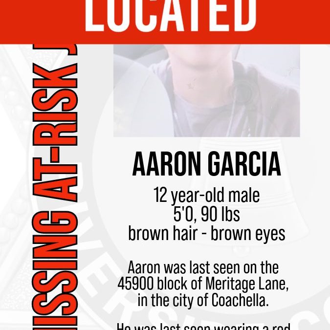 Niño Desaparecido en Coachella, Aaron García, es Encontrado Sano y Salvo