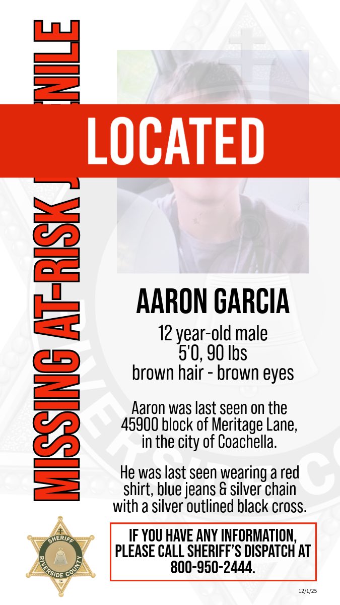 Niño Desaparecido en Coachella, Aaron García, es Encontrado Sano y Salvo