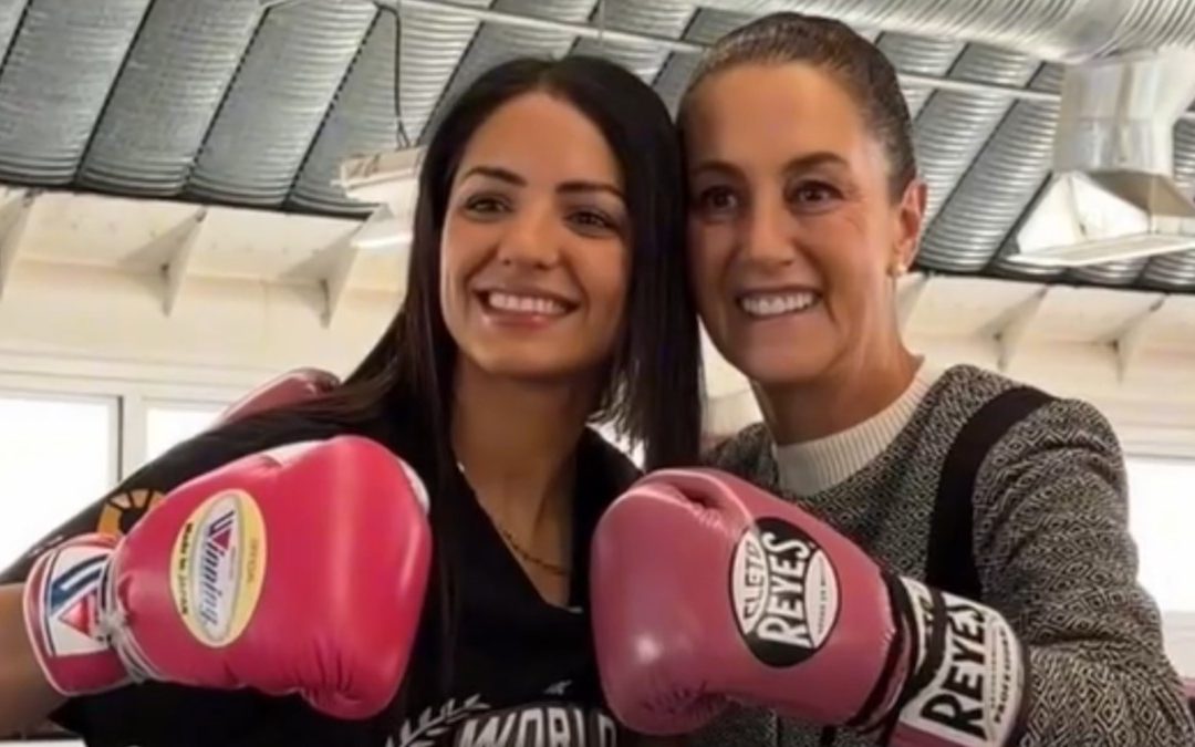 Claudia Sheinbaum Entrena con La Bonita Fernández, Campeona Mundial de Boxeo