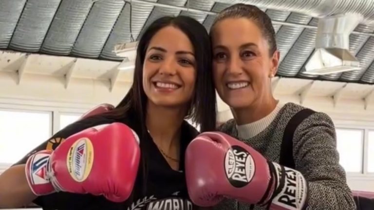 Claudia Sheinbaum Entrena con La Bonita Fernández, Campeona Mundial de Boxeo