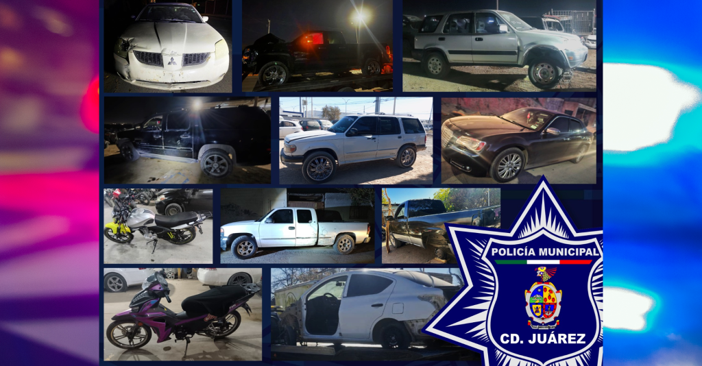 Recuperación de vehículos robados en Ciudad Juárez: Policía Municipal asegura 11 autos en operativo especial