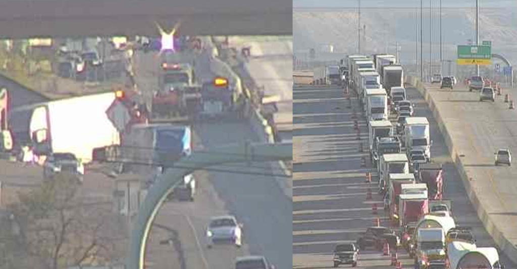 Accidente Vehicular Cierra I-10 Oeste en Vinton, Texas, Generando Congestionamiento