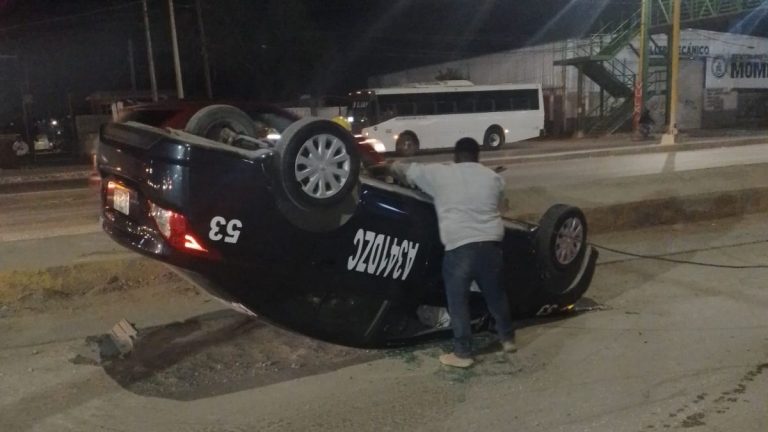 Impactante volcadura de taxista en la entrada de Matamoros: medidas de seguridad vial necesarias