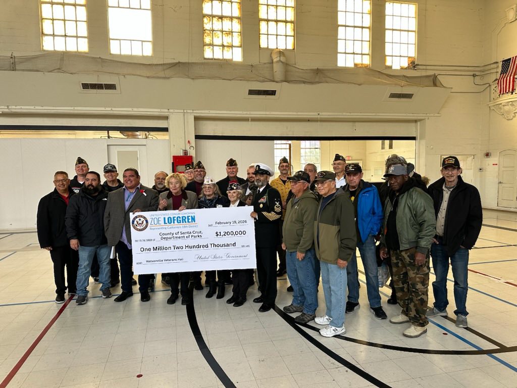 Zoe Lofgren Destina $1.2 Millones para Mejoras en el Centro de Veteranos de Watsonville