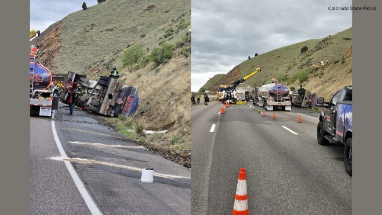Grave Derrame de Combustible: Camión Cisterna Volcado Causa Cierre en la I-70 cerca de Golden
