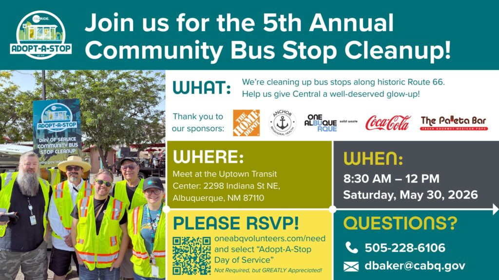 Únete a la Limpieza de Paradas de Autobús en Central Avenue: Convocatoria de Voluntarios en Albuquerque