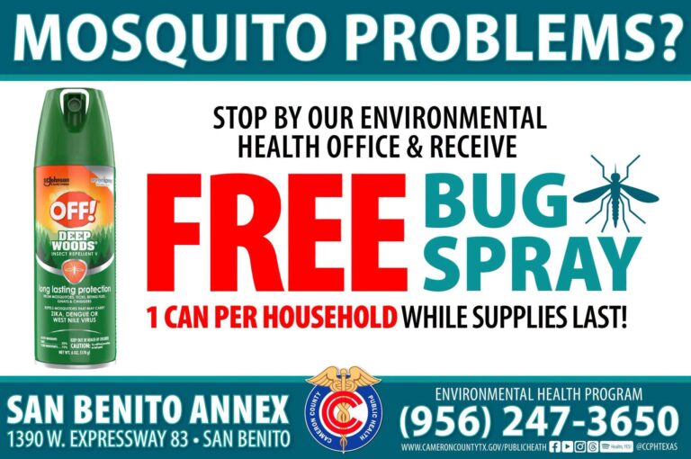 Repelente gratis en Cameron County ante aumento de mosquitos tras las lluvias recientes