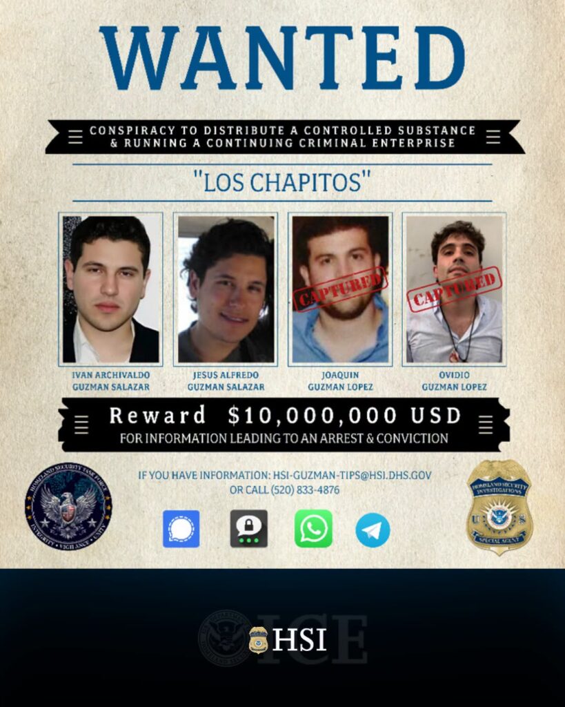 Los Chapitos: Estados Unidos ofrece recompensa de 10 millones por Iván Archivaldo y Jesús Alfredo Guzmán