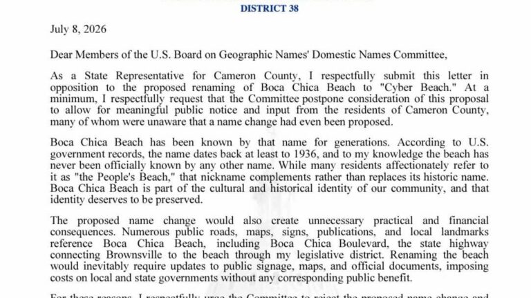 Erin Elizabeth Gámez se opone al cambio de nombre de Boca Chica Beach a “Cyber Beach”