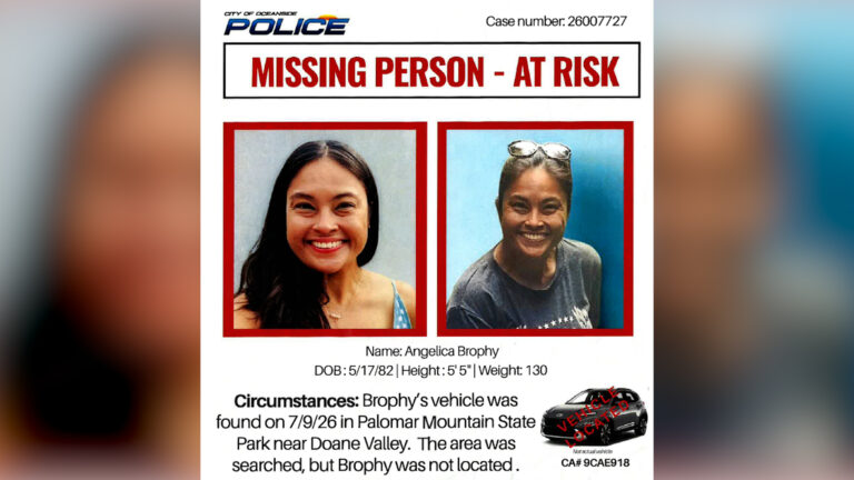 Policía de Oceanside actualiza la búsqueda de Angélica Brophy en Palomar Mountain