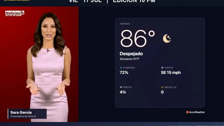 Clima McAllen hoy: pronóstico del tiempo para viernes 17 de julio a las 10:00 PM