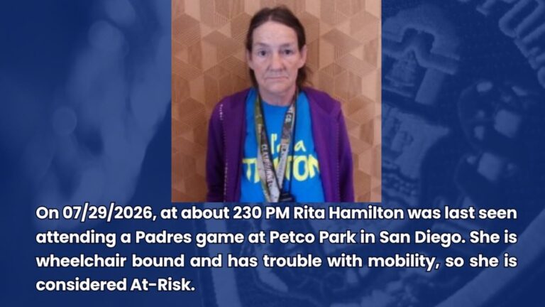 Buscan a Rita Hamilton, desaparecida tras asistir a un partido de los Padres en Petco Park