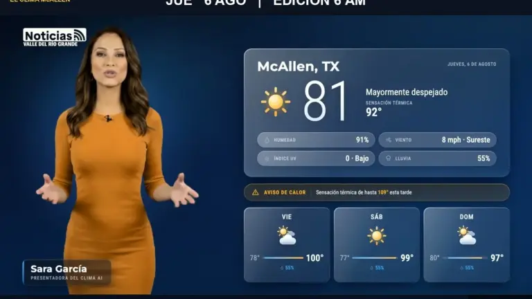El Clima McAllen — Jueves 6 de agosto · Edición 6:00 AM