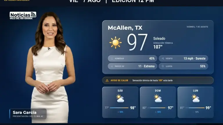 El Clima McAllen — Viernes 7 de agosto · Edición 12:00 PM