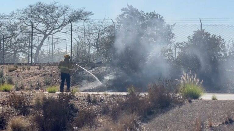 Bomberos combaten incendio Kearny cerca de las autopistas 163 y 52 en San Diego