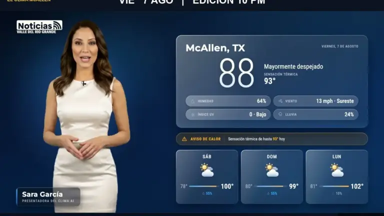 El Clima McAllen — Viernes 7 de agosto · Edición 10:00 PM