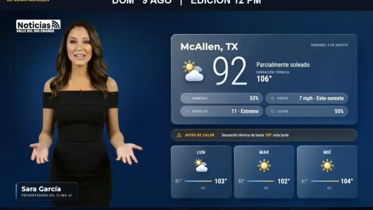 El Clima McAllen — Domingo 9 de agosto · Edición 12:00 PM