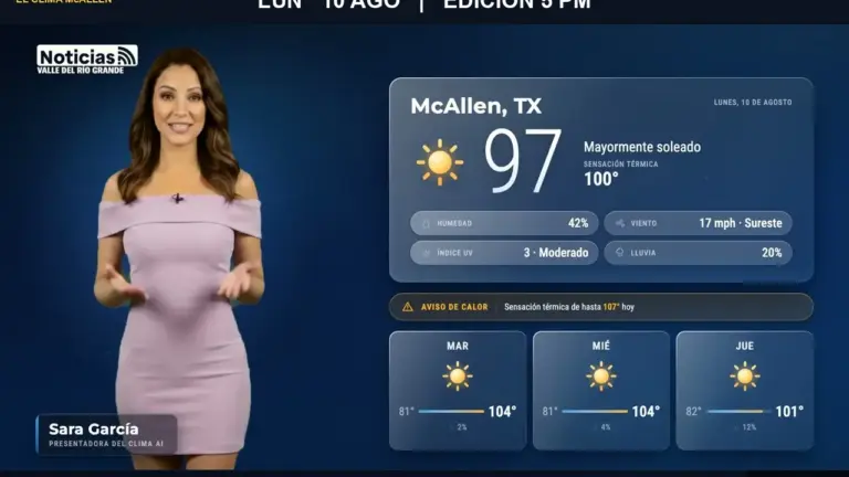 El Clima McAllen — Lunes 10 de agosto · Edición 5:00 PM