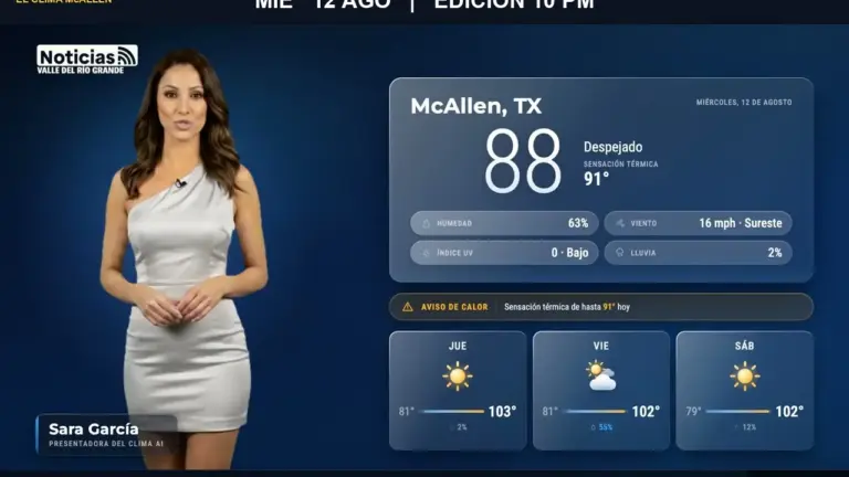 El Clima McAllen — Miércoles 12 de agosto · Edición 10:00 PM