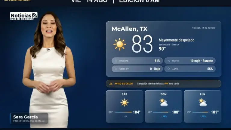 Clima McAllen hoy: pronóstico del tiempo para el viernes 14 de agosto a las 6:00 AM
