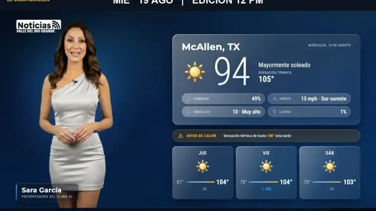 Clima McAllen hoy: pronóstico del tiempo para el miércoles 19 de agosto a las 12:00 PM