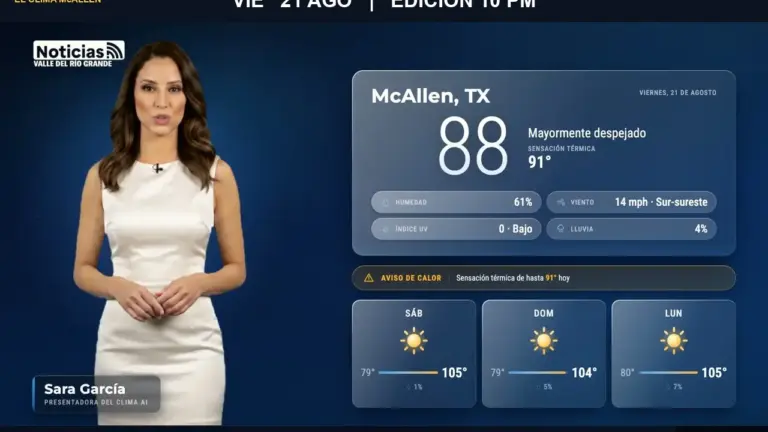 Clima McAllen hoy: pronóstico actualizado para el viernes 21 de agosto a las 10:00 PM