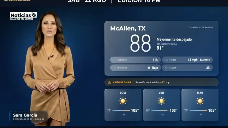 Clima McAllen hoy: así estará el tiempo este sábado 22 de agosto a las 10:00 PM