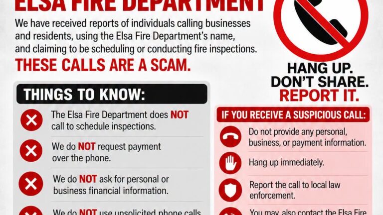 Bomberos de Elsa advierten sobre llamadas fraudulentas