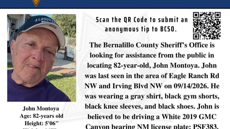 Emiten Alerta Plateada por hombre de 82 años desaparecido en Albuquerque