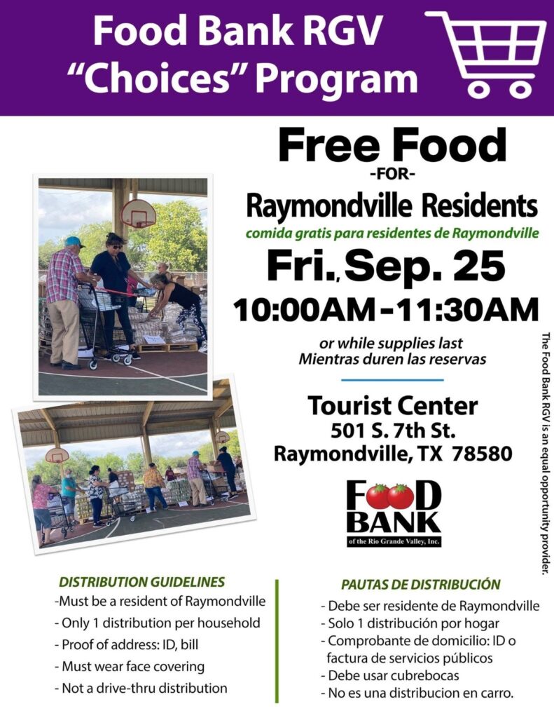 Food Bank RGV ofrecerá distribución gratuita de alimentos en Raymondville