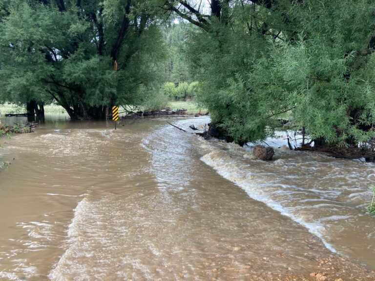 Oficina del Alguacil de Mora advierte por nuevas inundaciones en la ruta Pine Tree Road