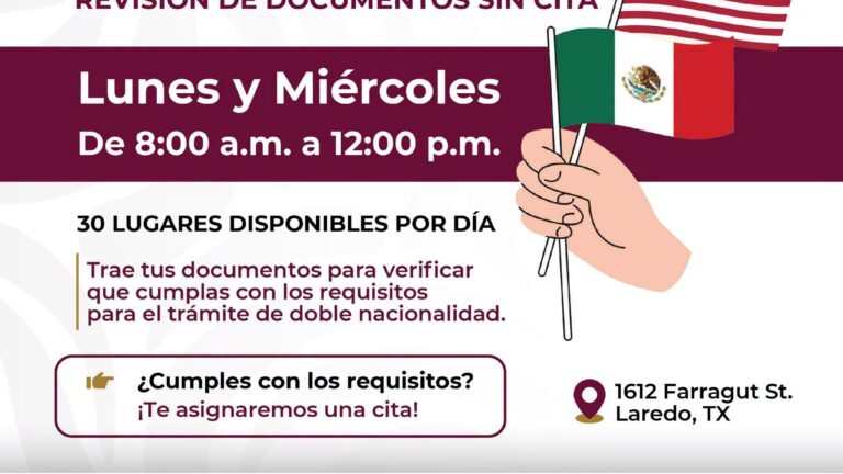 Consulado de México en Laredo ofrece revisión de documentos para doble nacionalidad