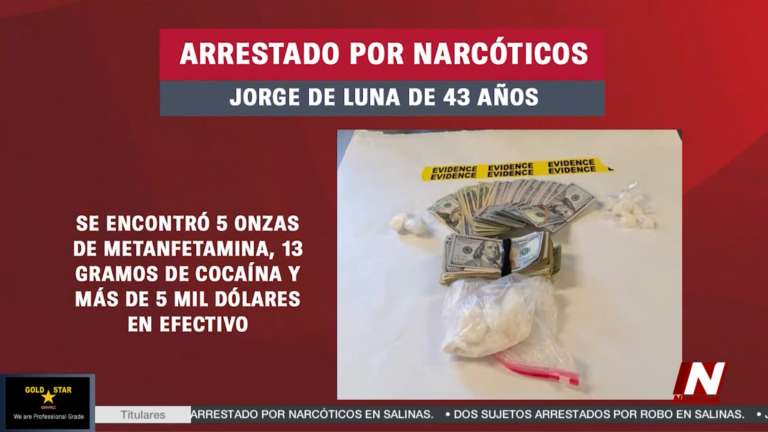 Arrestan a hombre de Salinas tras decomiso de metanfetamina, cocaína y dinero